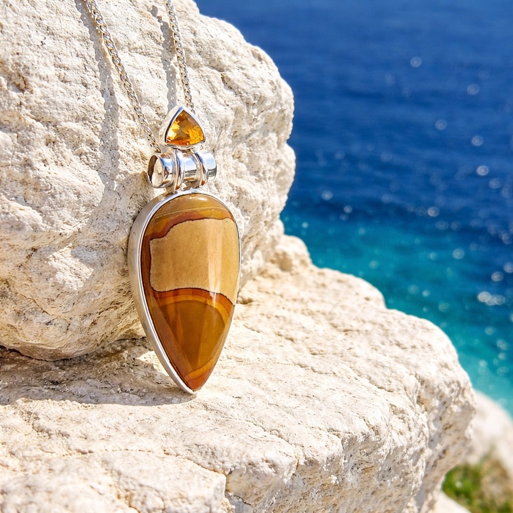 Landscape Jasper & Citrine Necklace